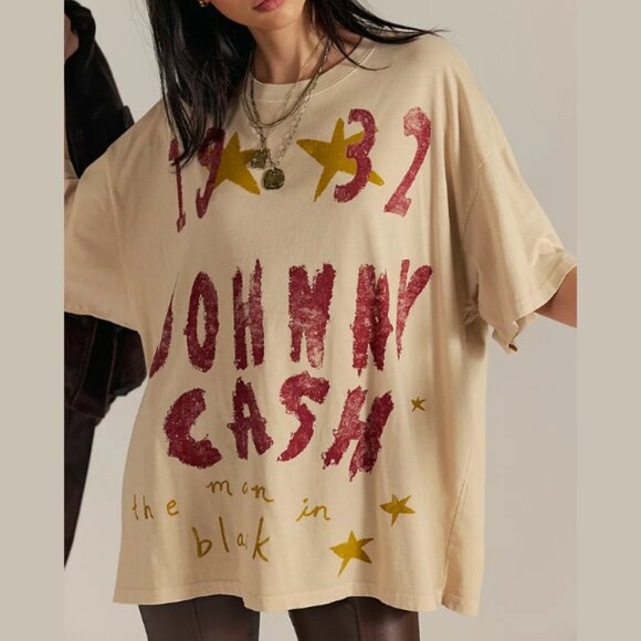 Johnny Cash Doodles Tee - Color: Ivory - Picture 1 of 3